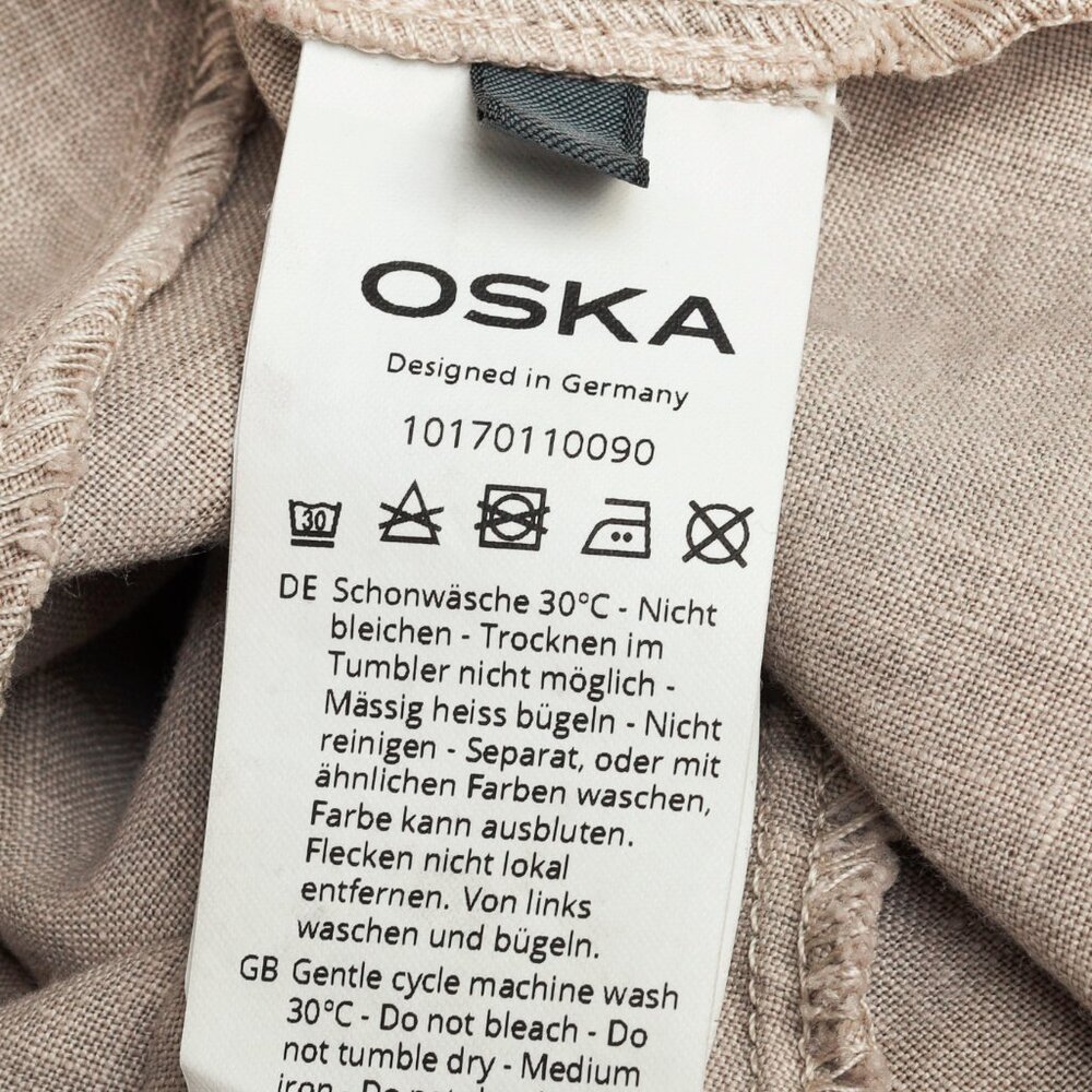 Oska Tuelo Taupe Branch-Print Linen Balloon-Hem Dress - Picture 8 of 10
